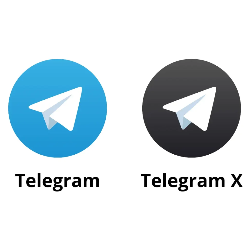 Perbandingan antara antarmuka pengguna Telegram Biasa (kiri) dan Telegram X (kanan).